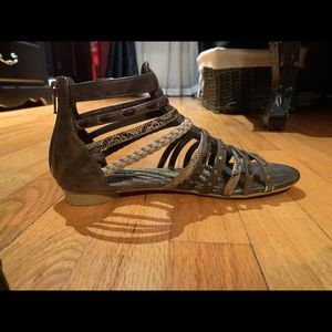 Brown and gold sandals